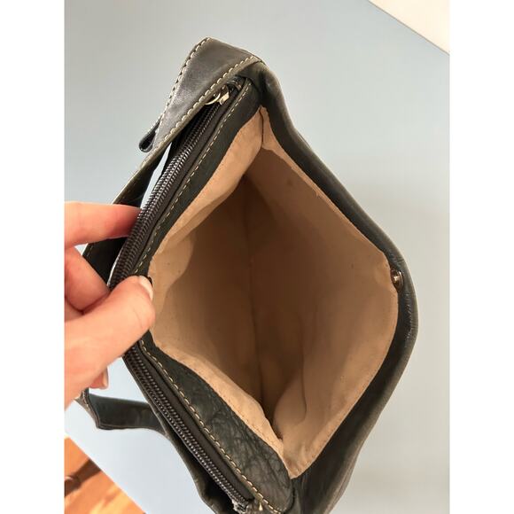 Stone Mountain womens leather shoulder bag purse dark turqoise green - Picture 6 of 10